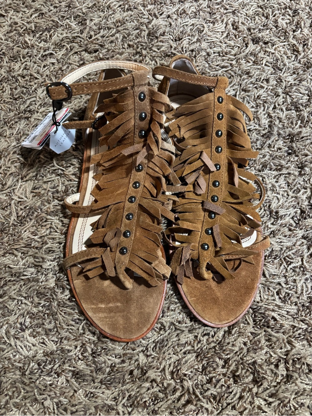 Zara Womens Gladiator Strappy Flat Sandals Shoes Tan Size 36 / 6 US Leather